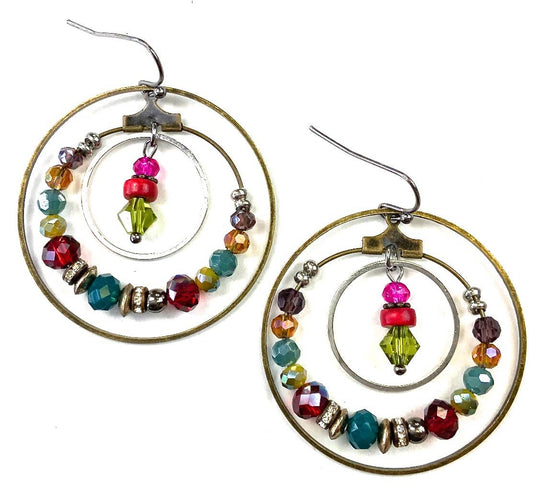 Lost and Found Thin Rings & Beaded Dangle Earrings