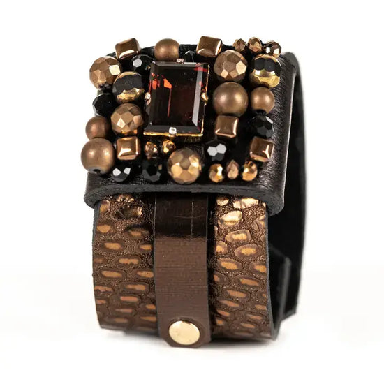 The Dark - Obsidian Ember Embellished Leather Cuff