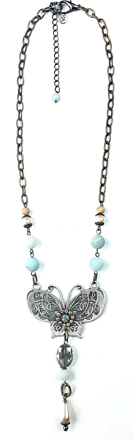 Lost and Found BEADED & CHAIN W/BUTTERFLY PENDANT Necklace
