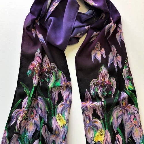 Nina J Purple Iris Cotton Scarf