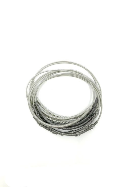 Sea Lily Silver/Slate Unbound Bangle Bracelet with Textured Sleeve