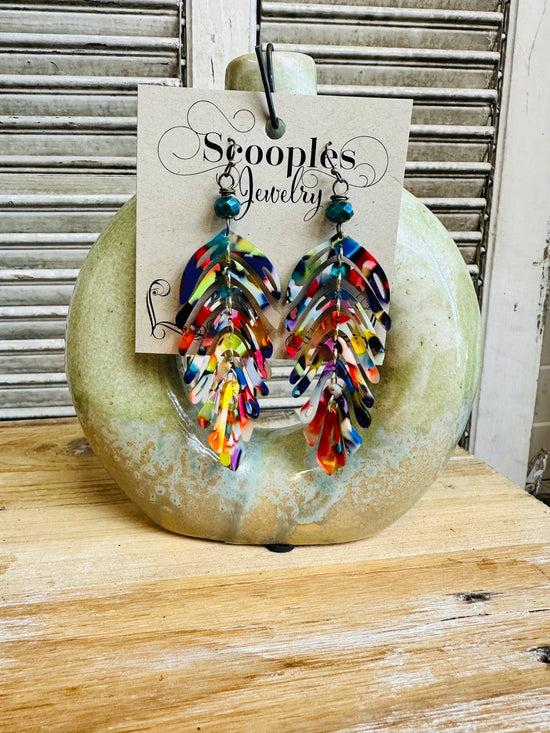 Scooples Jewelry Multi  Fringe Lucite Earrings