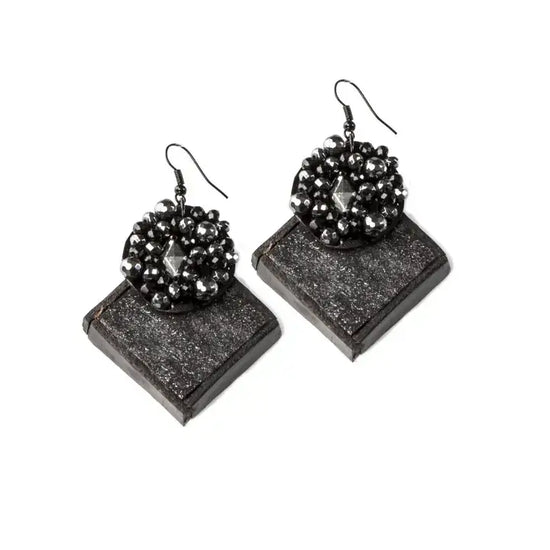 The Dark - The Nova Geometric Leather & Bead Earrings
