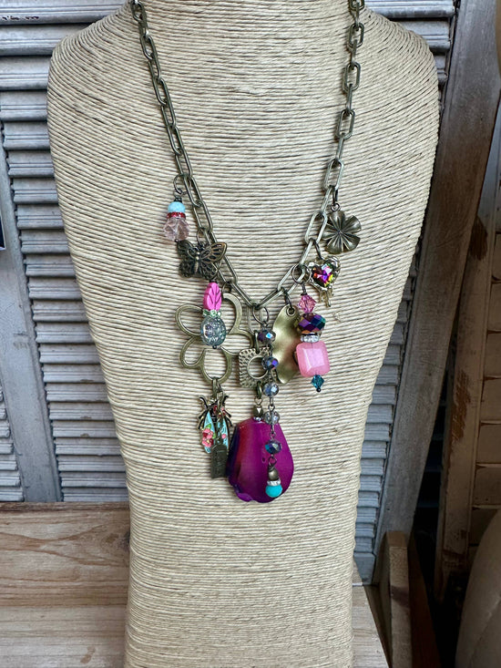 Scooples Jewelry Gypsy Junk Original-Pink Necklace