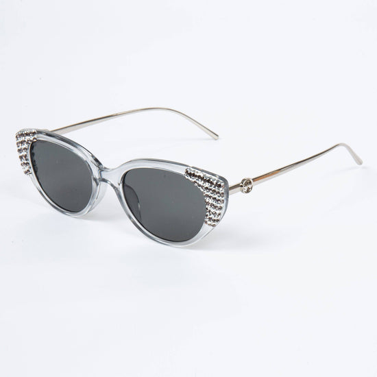 Ole - Handmade Rhinestone Sunglasses Light Gray