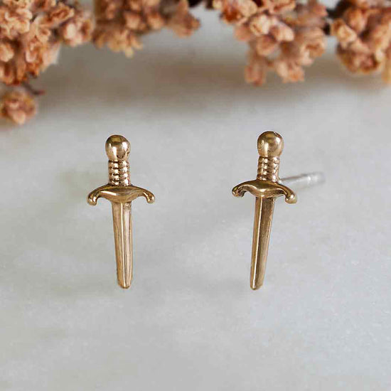 Nina Designs Bronze Mini Dagger Post Earrings 11x5mm