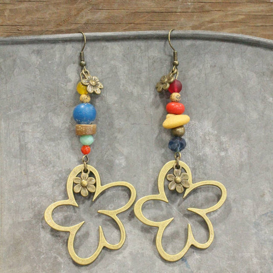 The Primitive Peddler, Inc. Fun In the Sun Flower Drop Earrings