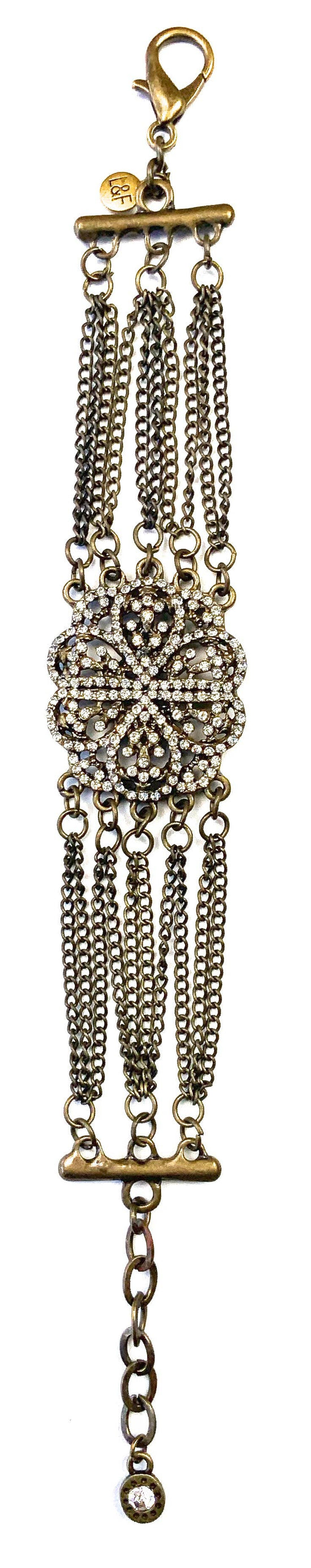 Lost and Found Pave Flower Multi Chain Bracelet