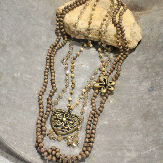 The Primitive Peddler, Inc. Shades Of All Natural Flower Layered Necklace