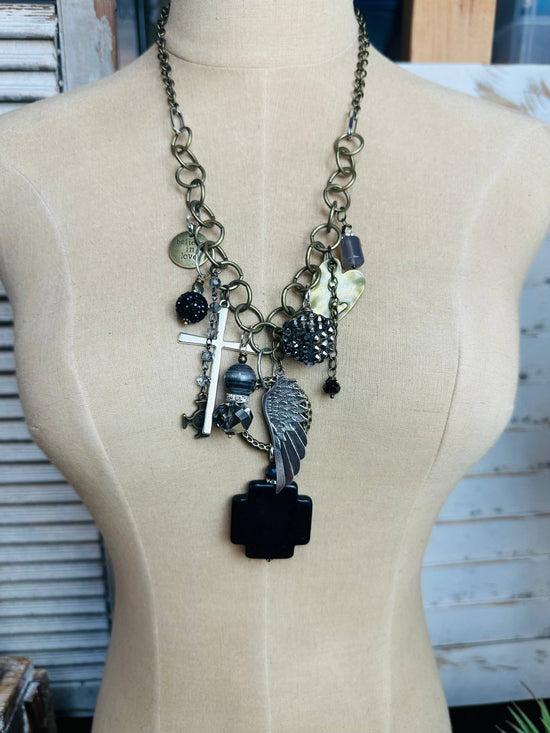 Scooples Jewelry Gypsy Junk Originals - Black Cross - Necklace