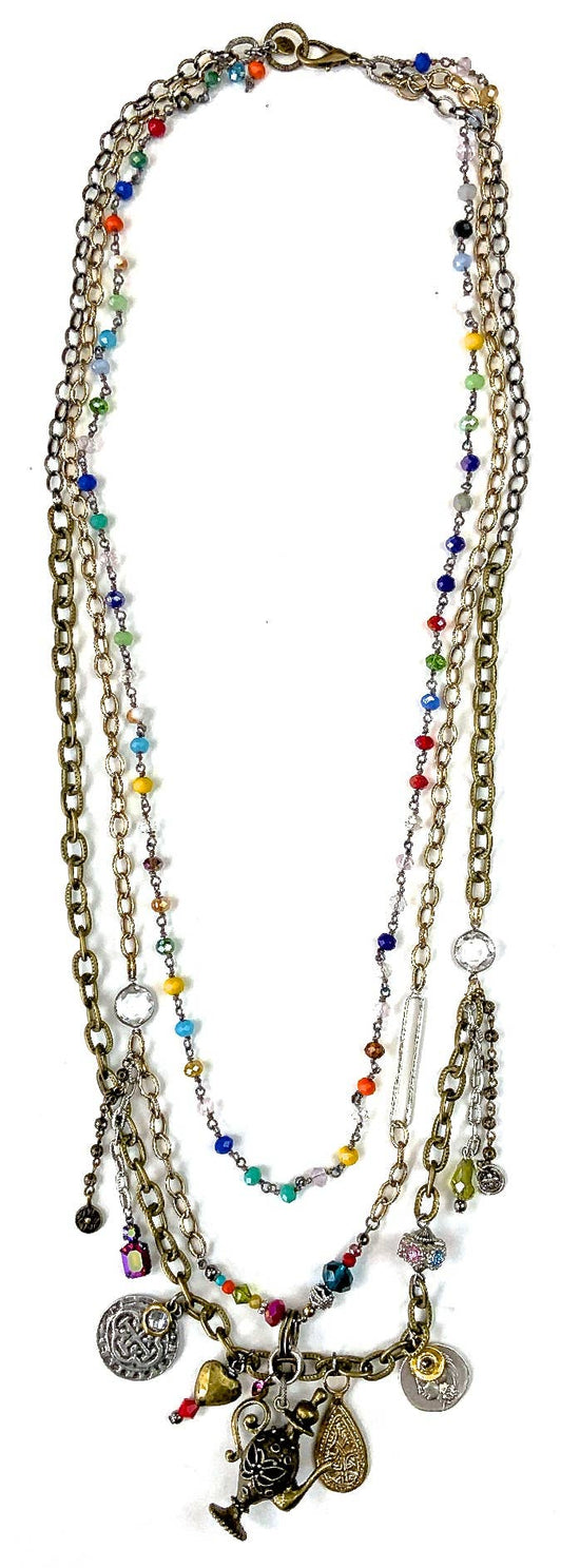 Lost and Found Multi STD. w/Rosaried, & Coins Necklace