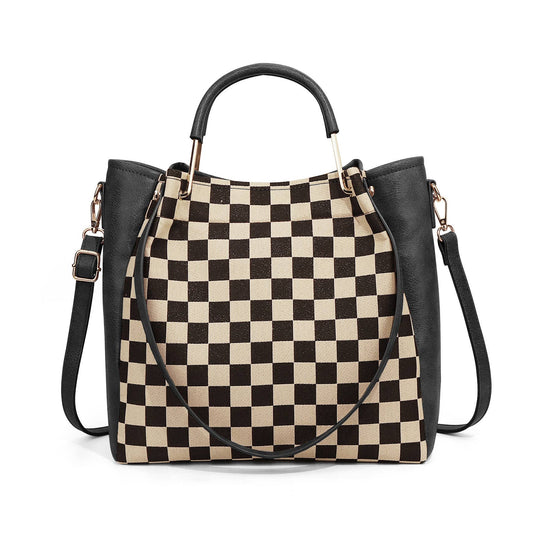 MKS America - PU Checkered Handbag Tote Crossbody