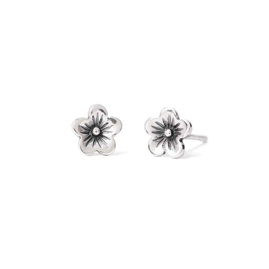 Nina Designs Sterling Silver or Bronze Cherry Blossom Stud Earrings 6x6mm