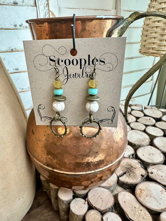 Scooples Jearlry Natural Aqua Sunflower Earrings