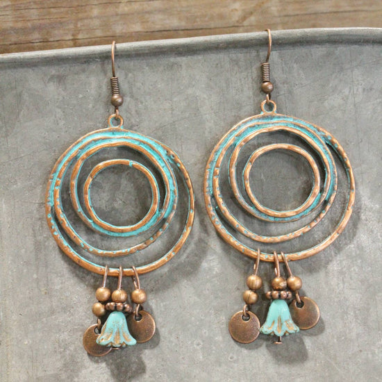 The Primitive Peddler, Inc. Hula Hoop Patina Dangle Earrings