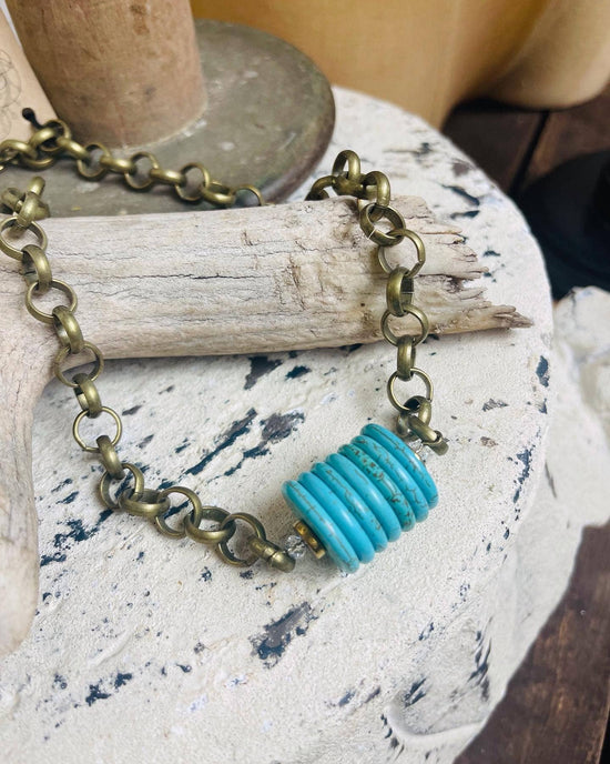Scooples Jewelry Bronze Turquoise Stack - Necklace