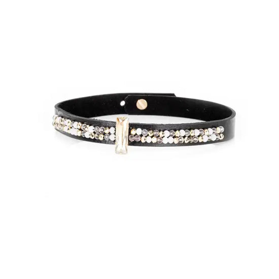 The Dark - Champagne Line Leather Choker Black Strap