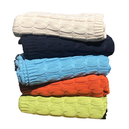 Chloe and Lex Classic Cable knit 100% Cotton Throw Blankets
