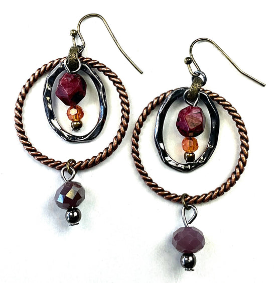 Lost and Found Stacked Rings w/Beads On Wire Earrings