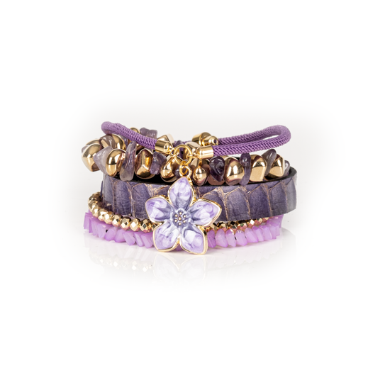 The Dark - Violet Bloom Amethyst & Gold Bracelet Set