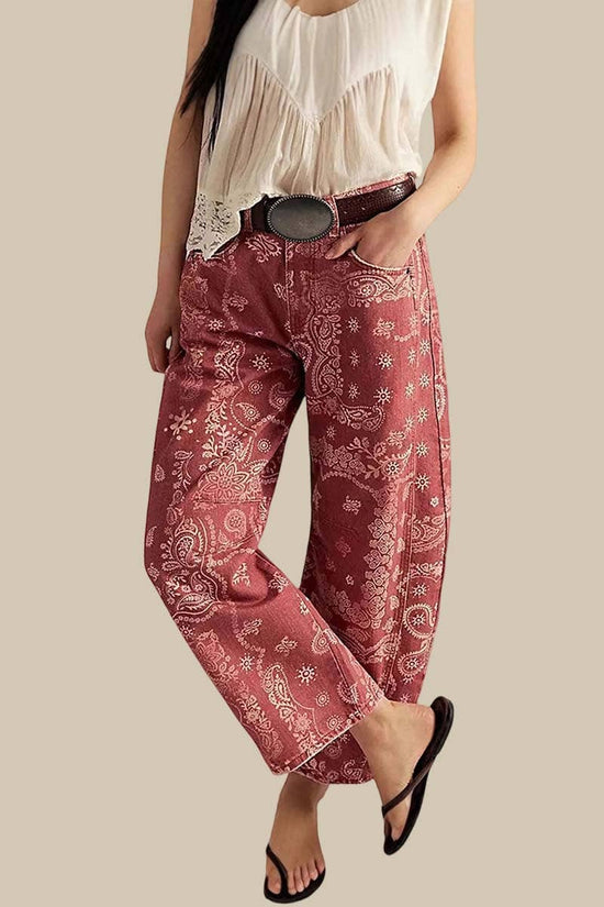 Soli Echo - Paisley Pattern Straight Full Leg Pants Pants