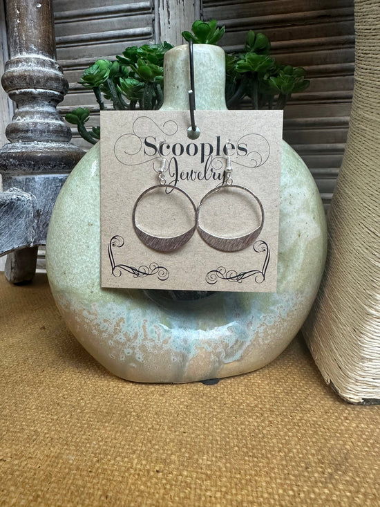 Scooples Jewelry Brushed Silver Hoop - Earrings