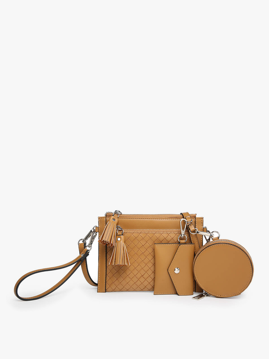 Jen & Co. - Mirabel Woven Double Zip Crossbody/Wallet