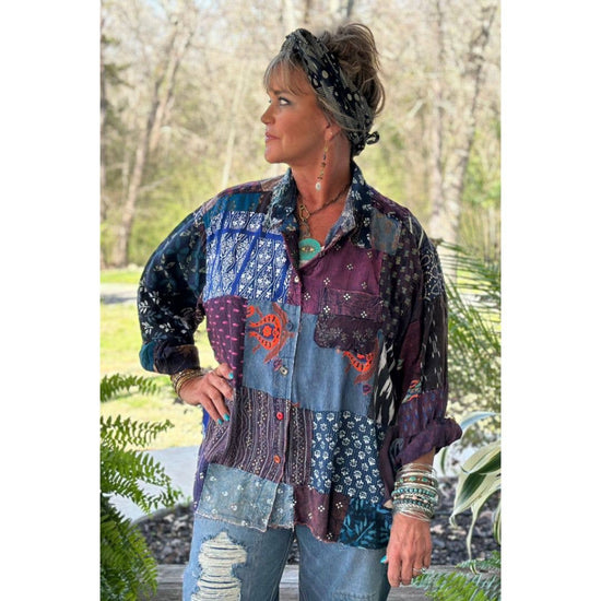 Jaded Gypsy - Patchwork Sunrise Top - Plum