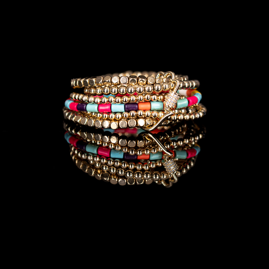 The Dark - Golden Prism Stack Bracelet Multicolor Accent Wrap Bracelet