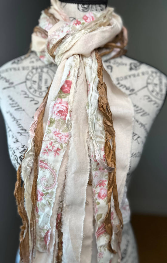 The Curated Raven Fringe Scarf - Vintage Rose