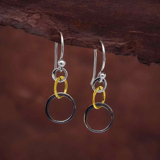 Nina Designs Small Mixed Metal Three Graduated Circle Earrings 30x10mm