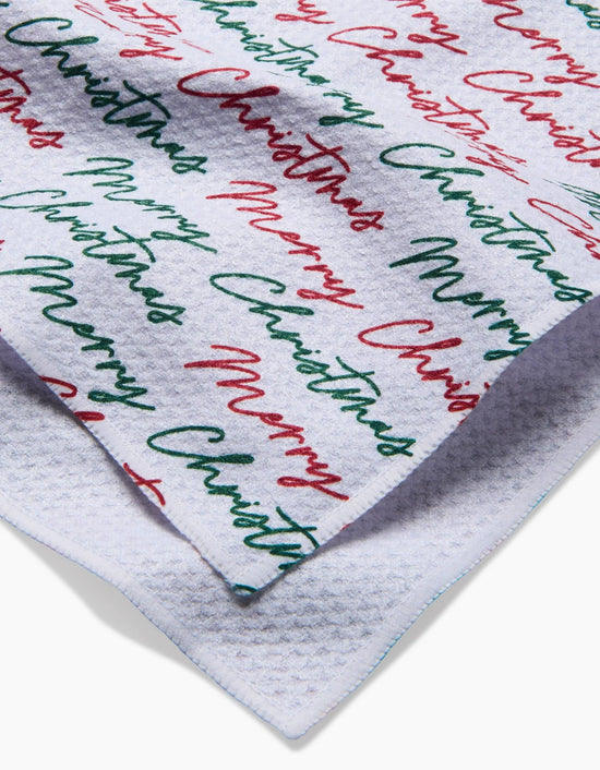 Geometry Merry Christmas Greetings Tea Towel