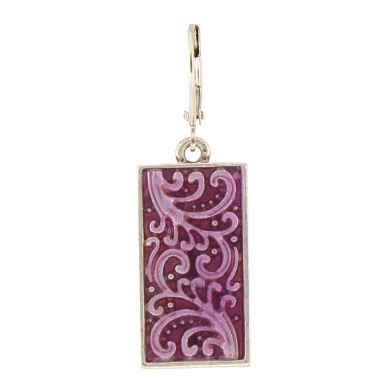 Baked Beads Patterned Enamel Rectangle Earring