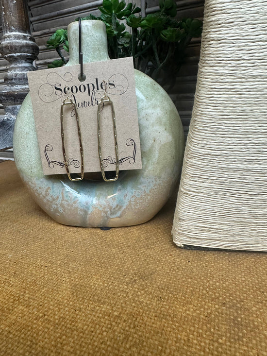 Scooples Jewelry Gold Hammered Oblong - Earrings