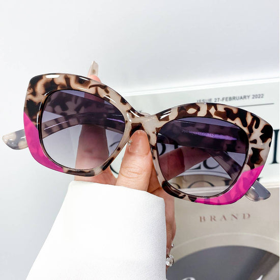 MKS America - Fashion Cat Eye Leopard Print Retro Flat Sunglasses