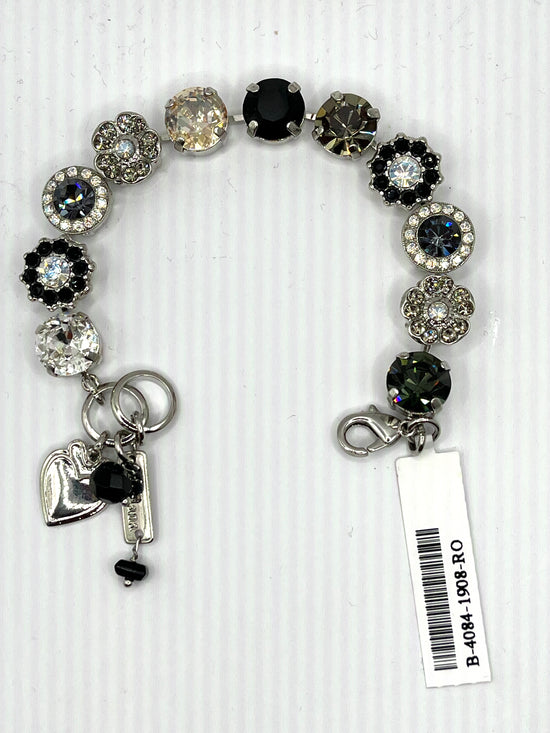 Mariana Live in Color Large Rosette Bracelet in "Black Orchid" in Rhodium