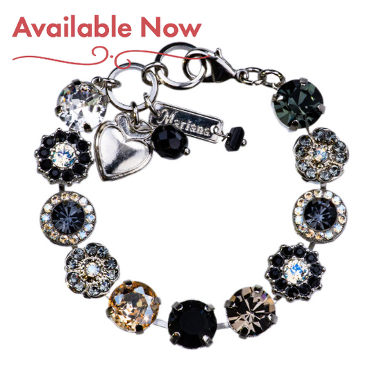 Mariana Live in Color Large Rosette Bracelet in "Black Orchid" - Rhodium