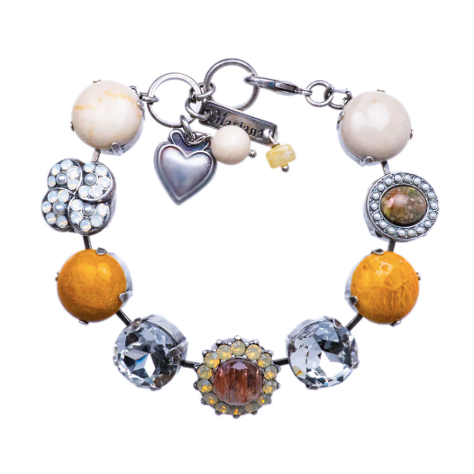 Mariana Live in Color Extra Luxurious Cluster Bracelet in "Butter Pecan" in Rhodium