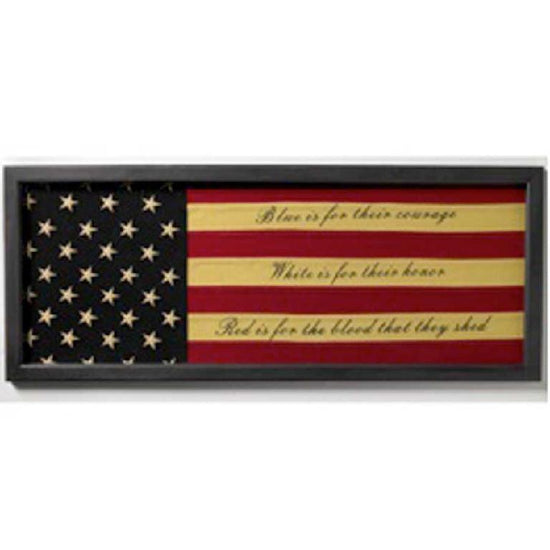 K and K Interiors 45 Inch Wood Framed Flag Print BLUE IS FOR COURAGE...