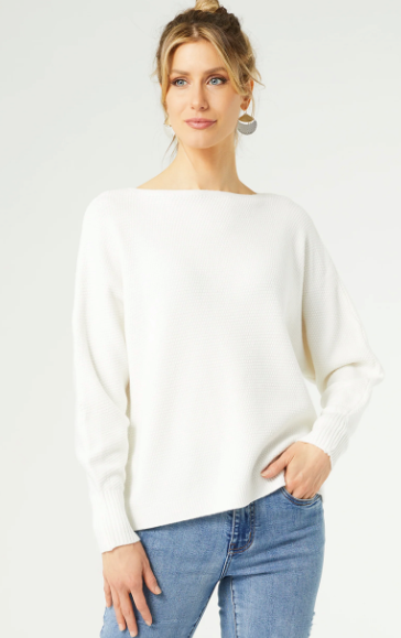 Coco and Carmen Relaxed Ciana Pullover Sweater - Off White or Dusty Yellow