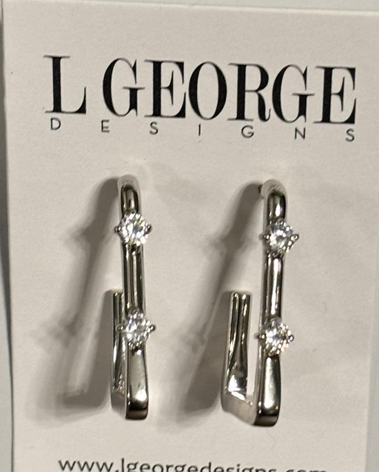 L GEORGE DESIGNS MINI ERICA SQUARE EARRINGS SILVER