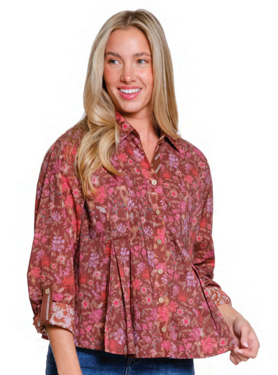 Tru Luxe V-Neck Swing Shirt - Multi