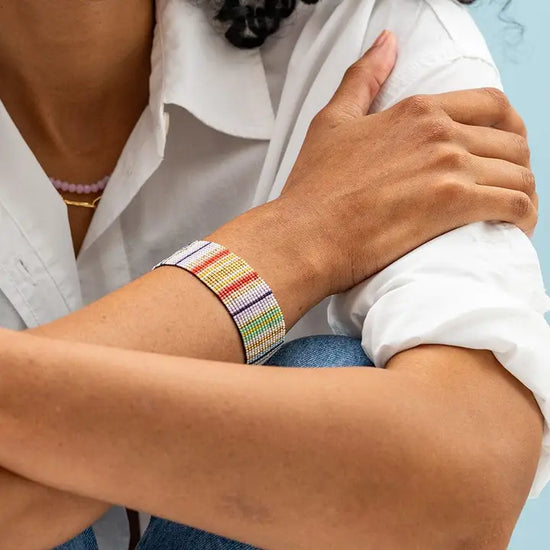 INK & ALLOY Kenzie Vertical Stripes Beaded Stretch Bracelet Multi