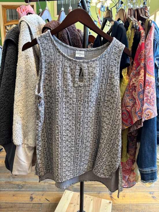 Color Me Cotton Layered Keyhole Tank - Platinum