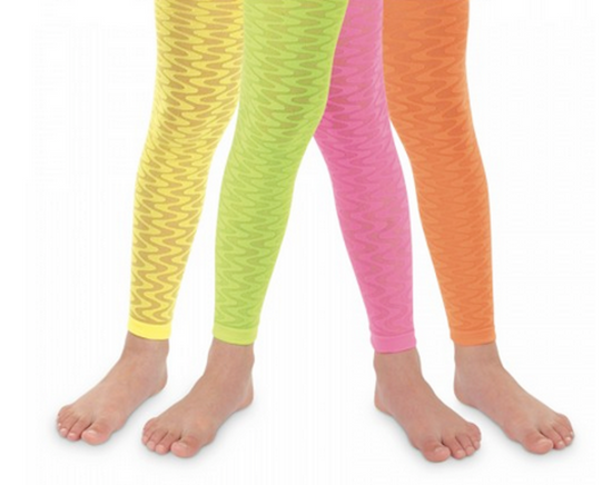 Jefferies Neon Zig Zag Sheer Footless Ankle Tights Girls Clearance