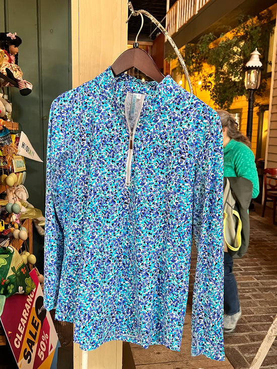 Beachtime by Lulu B High Neck Zip Up Pullover UPF 50