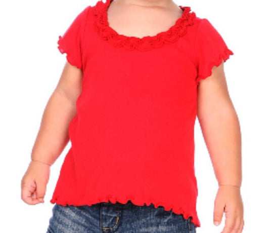 Kavio Infant Girls Cotton Short Sleeve Flutter Sleeve with Scallop Edge