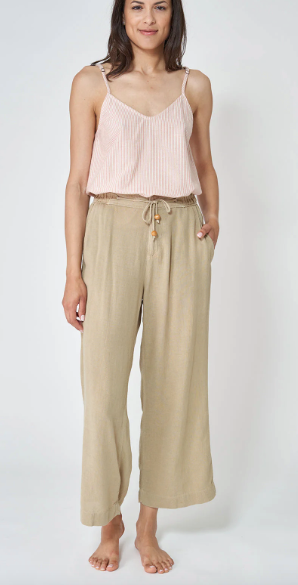 Batela Long linen and tencel pants with drawstring