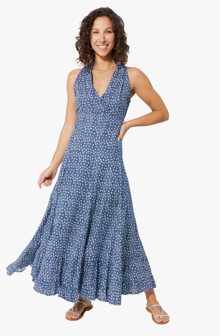 Aller Simplemente- Navy Print Sleeveless Maxi Dress