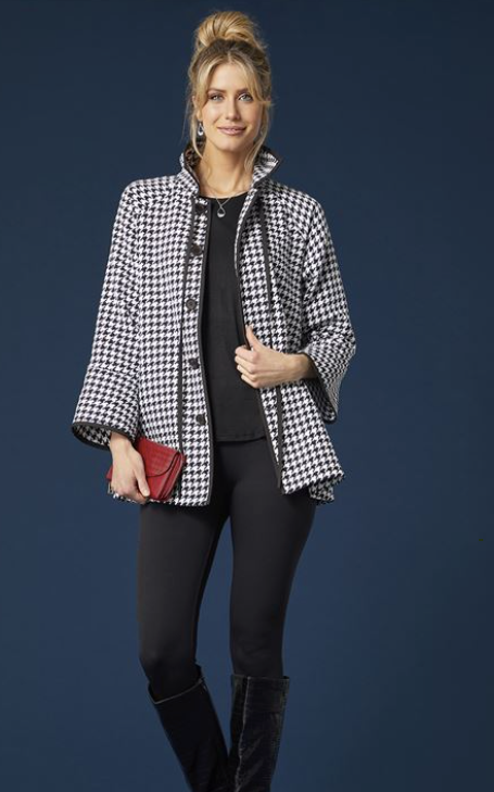 Coco and Carmen BLAIR HOUNDSTOOTH BUTTON-UP COAT